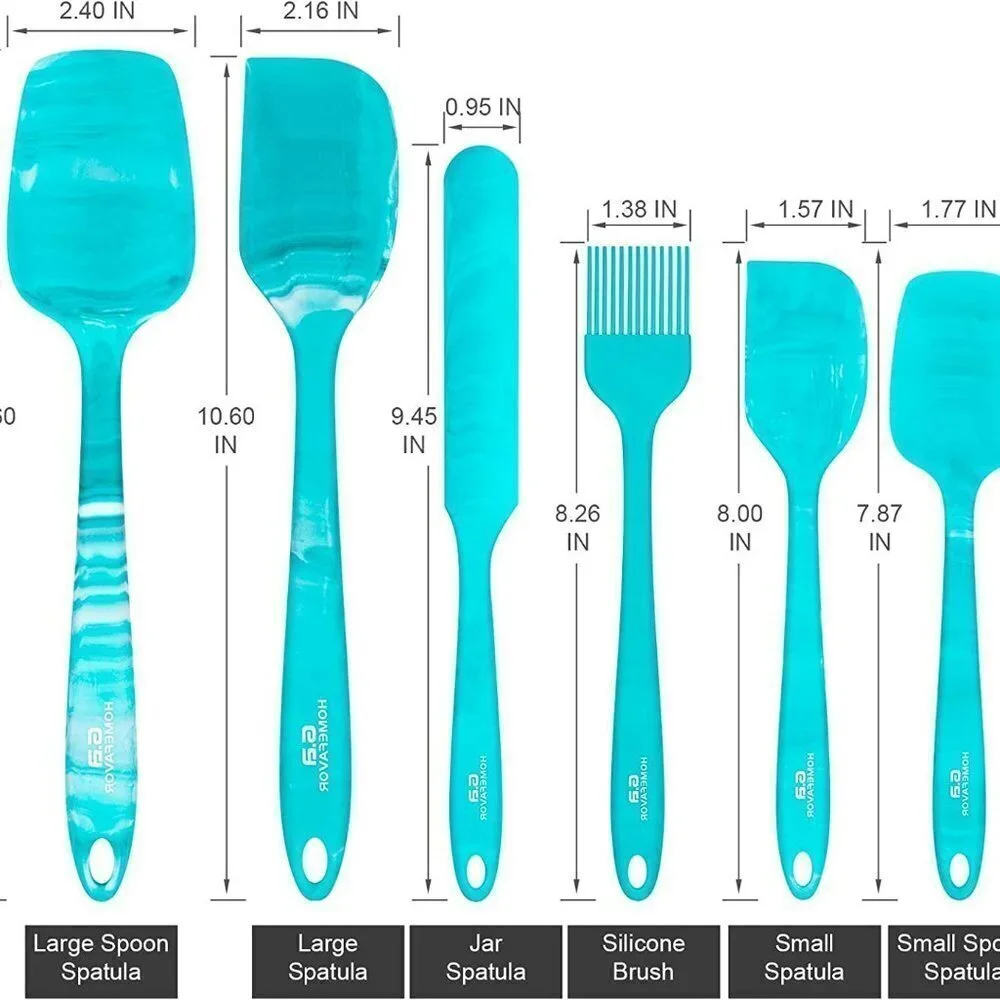 6 Piece Silicone Spatula  Heat-Resistant Non-Stick for Cooking, (Marble Pattern)